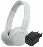 Sony WH-CH520 Wit + BlueBuilt Quick Charge Oplader met Usb A Poort 18W Zwart